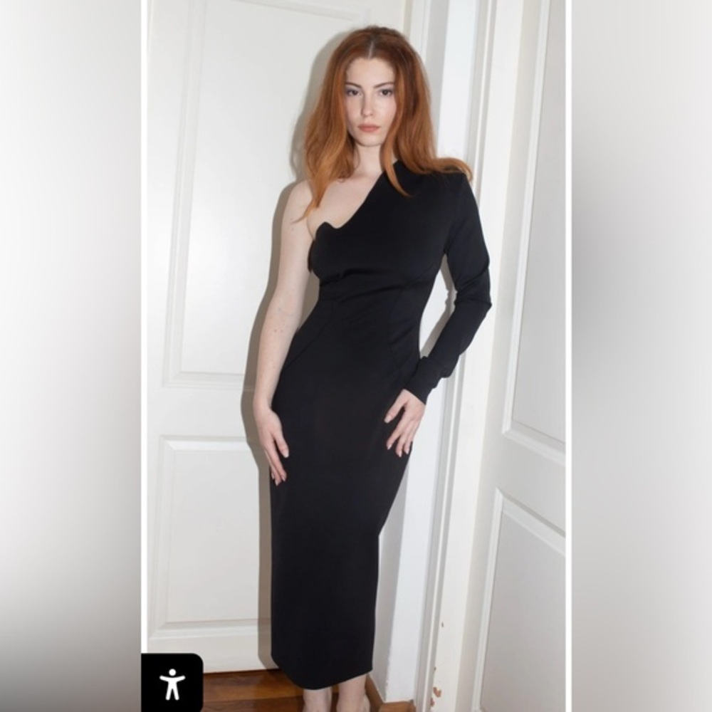 NWT Mother of All Scarlet Elegant Black One-Shoulder Dress Size XS